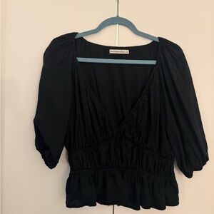 Abercrombie & Fitch Black Puff Sleeve Blouse